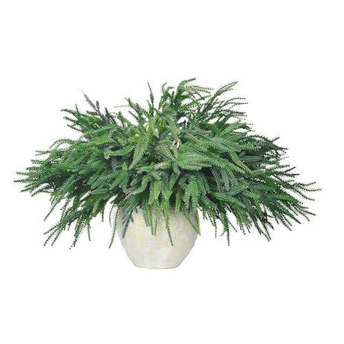 12Pcs Xmas Norfolk Pine Branches, Real Touch Norfolk Pine Branches - 18" Christmas Artificial Pine branches DIY Crafts Faux Christmas Norfolk Pine Branch for Xmas Norfolk Indoor Outdoor Home Decor | Amazon (US)