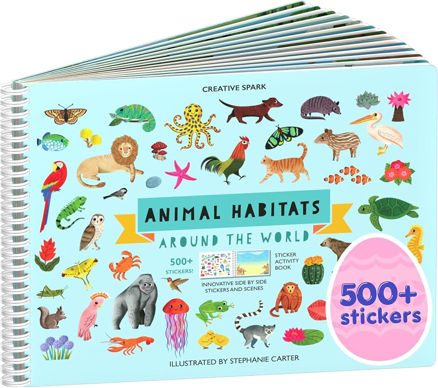 Animals Habitat 500+ Kids Sticker Book by Cupkin Toddler Airplane Travel Activity Coloring and St... | Amazon (US)