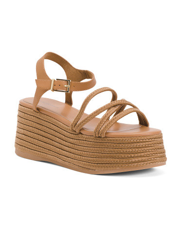 Mend Braided Wedge Leather Platform Sandals | TJ Maxx