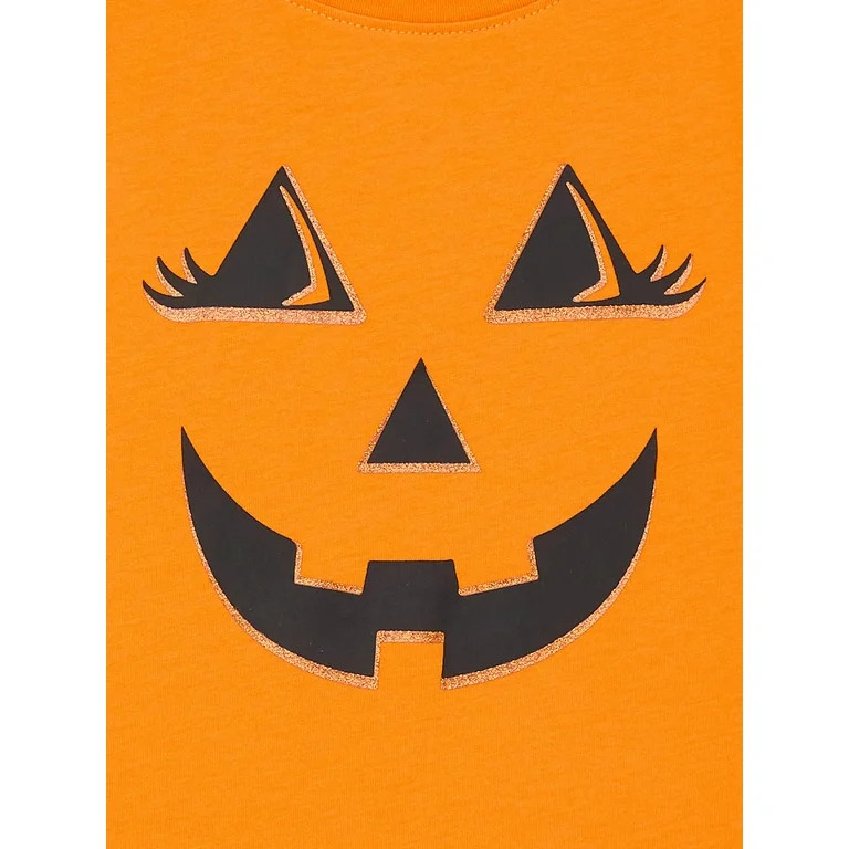 Wonder Nation Girls Halloween Graphic T-Shirt with Short Sleeves, Sizes 4-18 | Walmart (US)