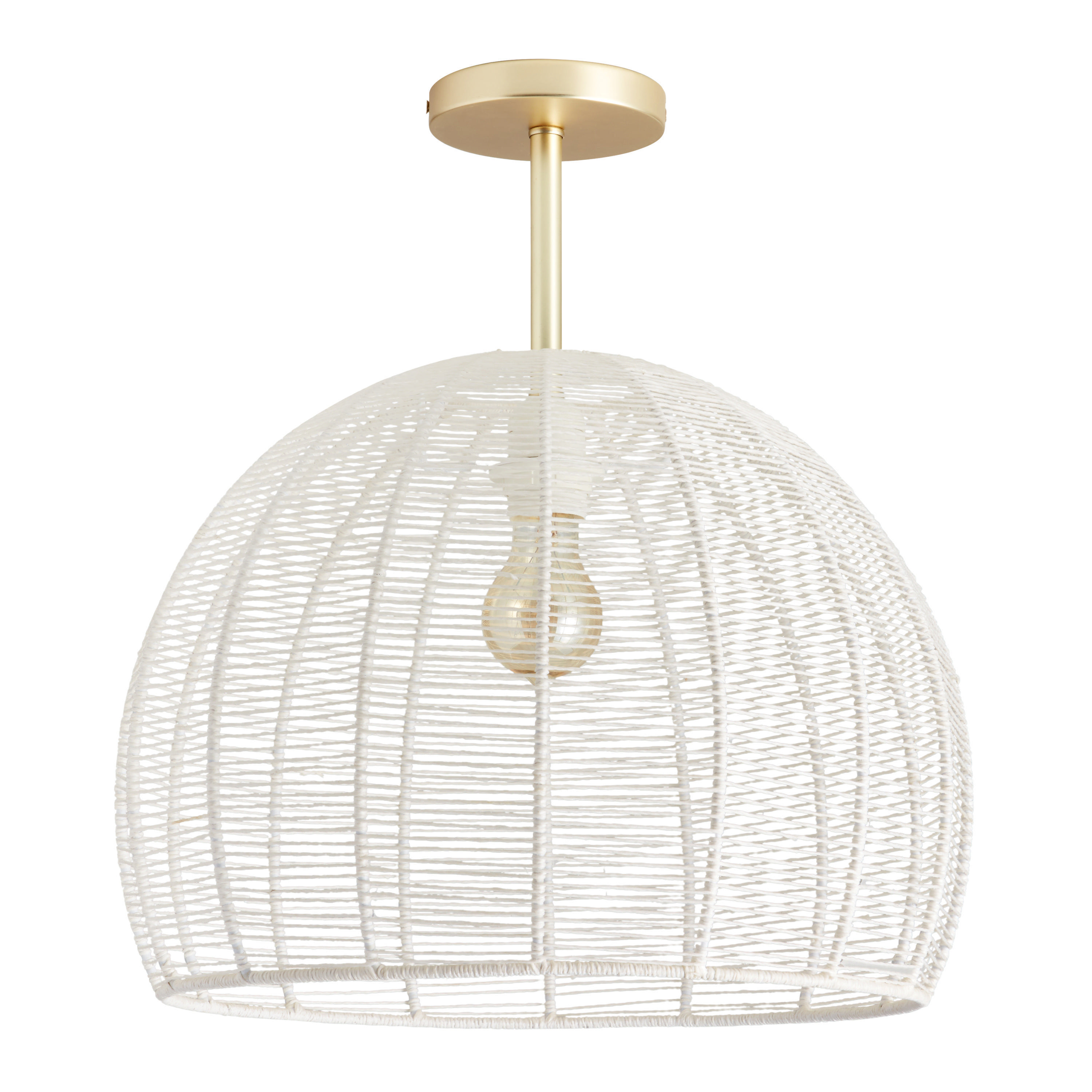 White Paper Rope Dome Semi Flush Mount Ceiling Light | World Market