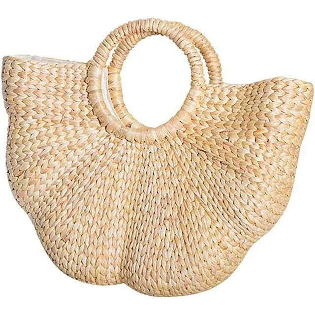 Kukuzhu Straw Tote Bag for Women Handmade Straw Rattan Woven Handbag Summer Beach Bag Moon Shape ... | Walmart (US)