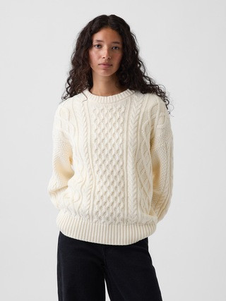 100% Cotton Cable-Knit Oversized Sweater | Gap (US)