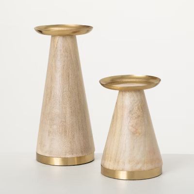 9" Tapered Pyramid Pedestals - Set of 2, Gold | Target