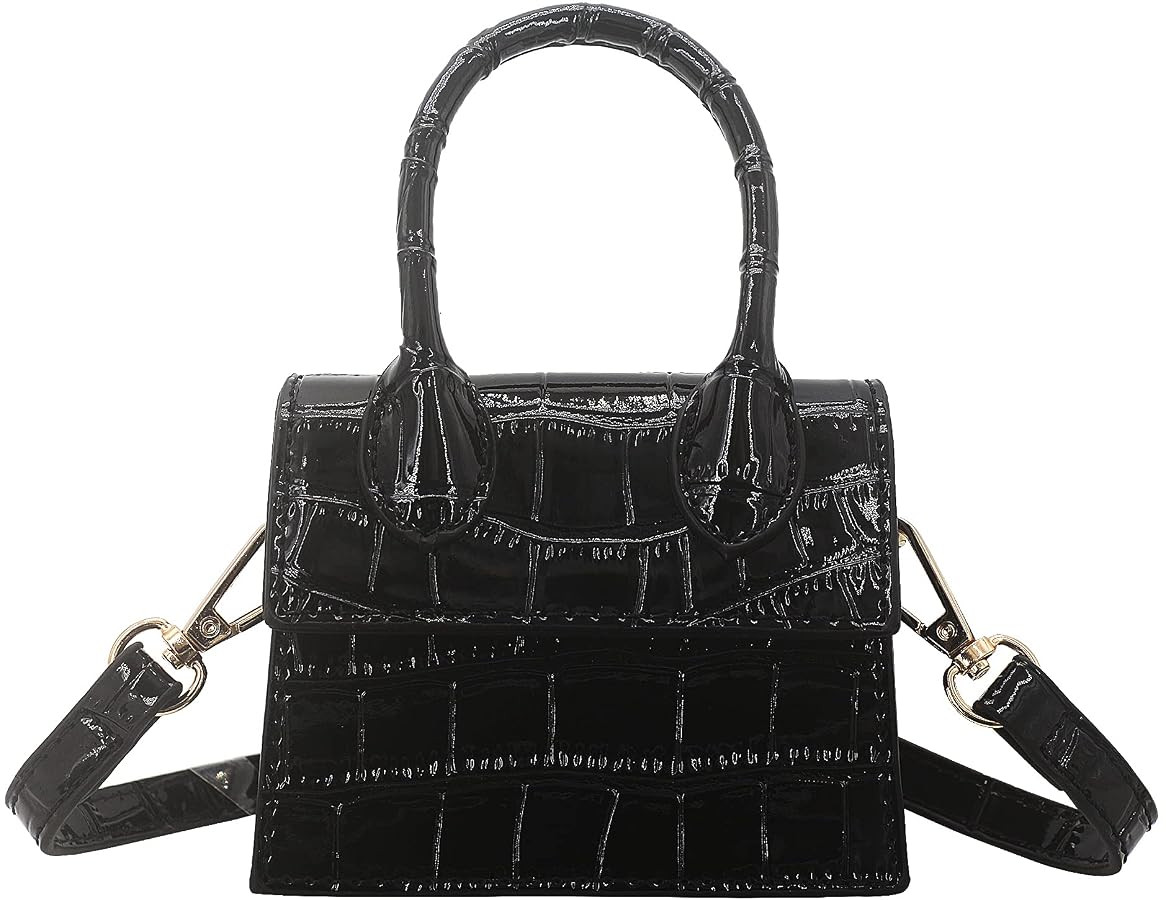 Mini Crossbody Bag for Women Girls Synthetic Leather Flap Purse Styling Top-Handle Clutch Handbag | Amazon (US)