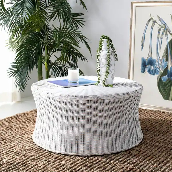 SAFAVIEH Ruxton White Wicker Coffee Table - Bed Bath & Beyond - 7388300 | Bed Bath & Beyond