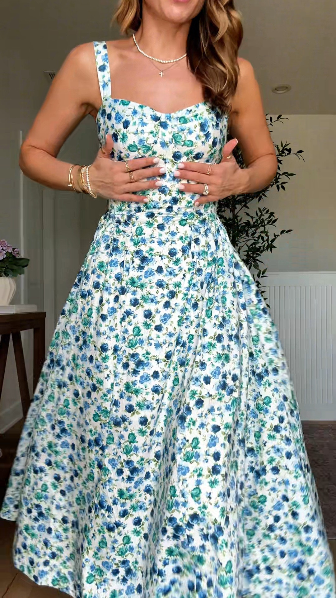 My church outfit of the day. Mother’s Day outfit. Floral maxi dress in XXS petite. White kitten heels are TTS. Resort outfit. Vacation dress. Summer dress. Summer little. Resort dress. Wedding shower dress. Baby shower dress. My tennis necklace is real but linking an alternative I have and love and doesn’t flip either!

#LTKootd #LTKWedding #LTKTravel