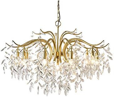 FL-63682, Chandelier, Luxury K9 Crystal Pendant Lamp, 9 Lights Gold Metal Pendant Light for Livin... | Amazon (US)