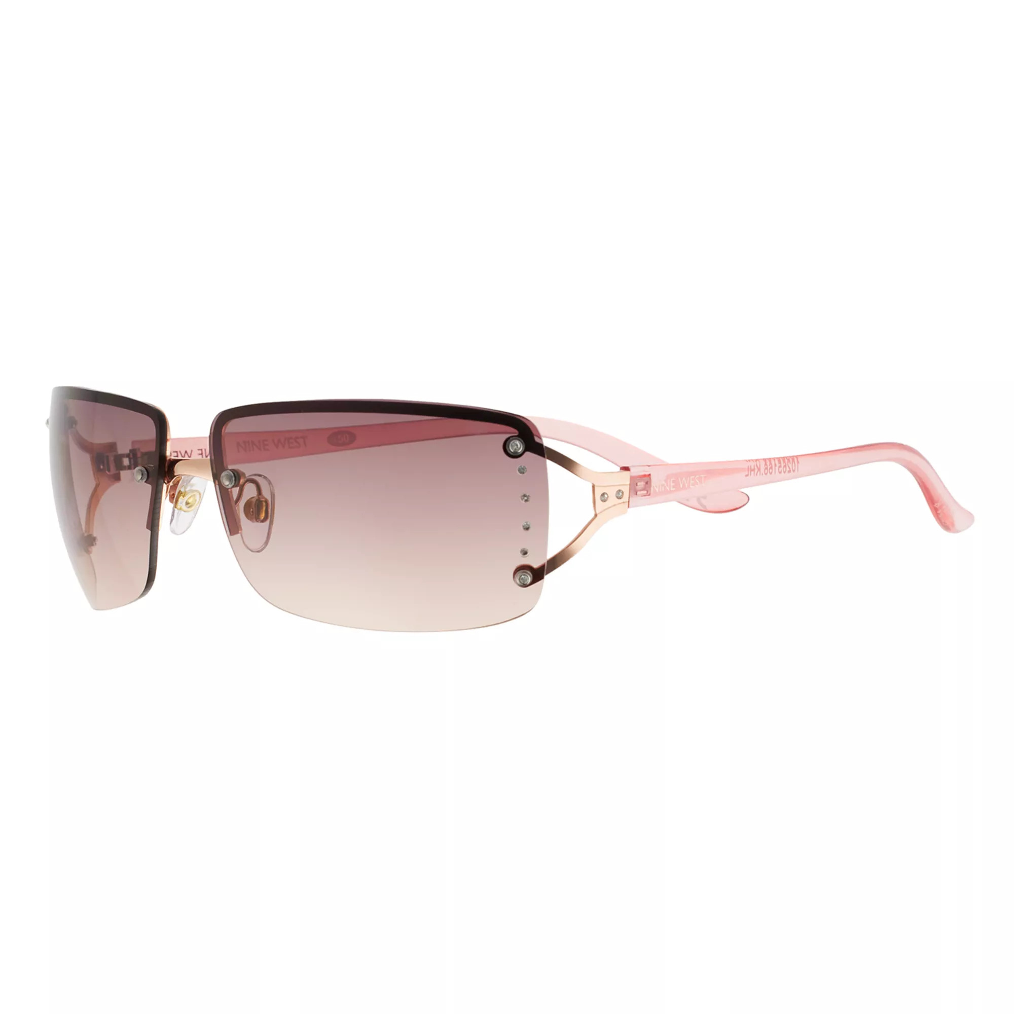 Women's Nine West 65mm Rimless Crystal Accent Square Gradient Sunglasses | Kohl's