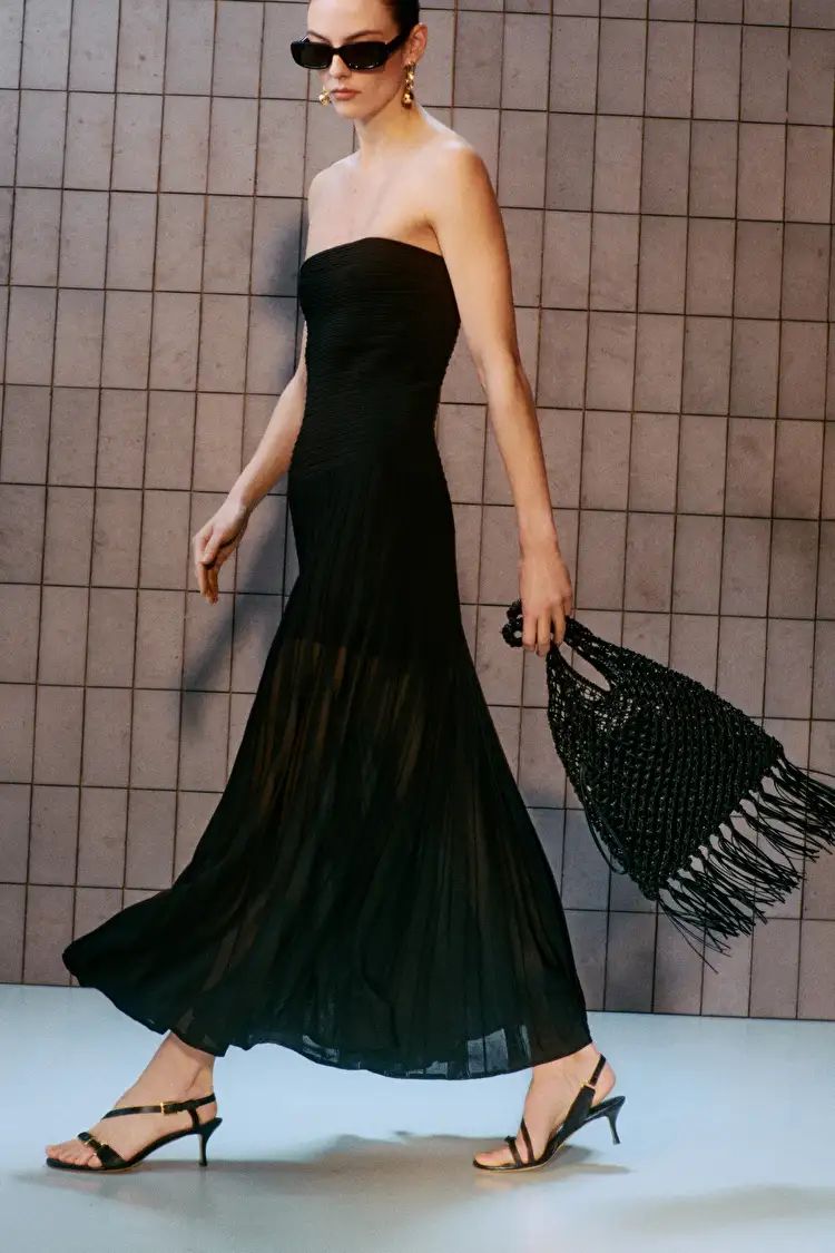 KNITTED BANDEAU MAXI DRESS - BLACK - Dresses - COS | COS (US)