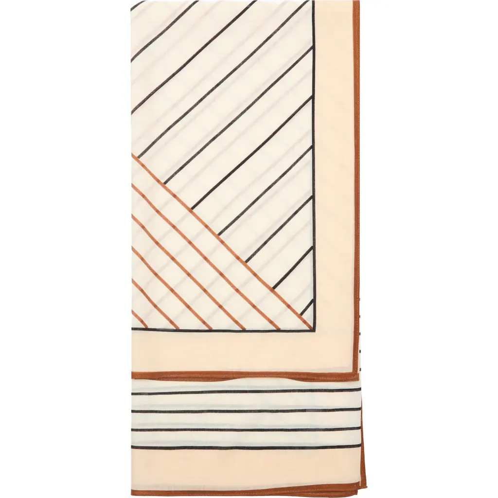 MANGO Selection Geometric Print Wool Scarf in Ecru/Brown/Black at Nordstrom | Nordstrom