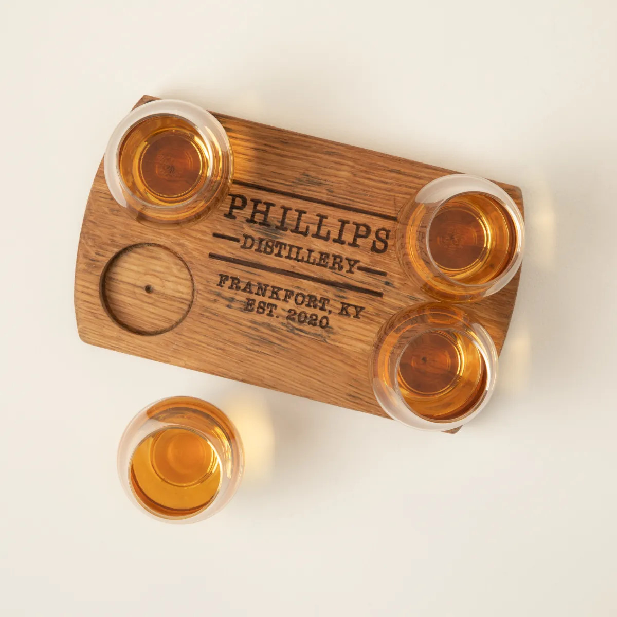 Personalized Bourbon Barrel Flight with Glasses | UncommonGoods