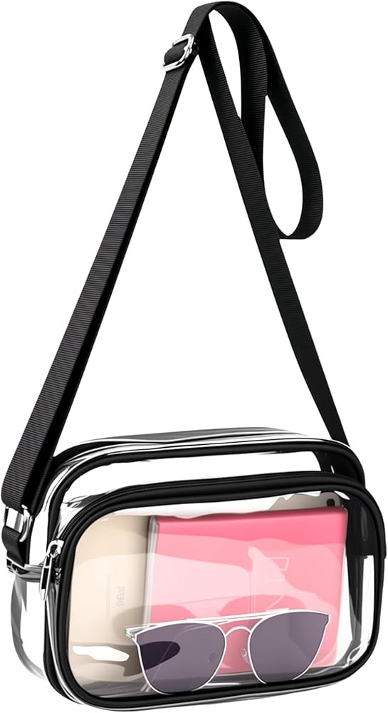Clear Bag for Stadium Events, Clear Purse Stadium Approved with Front Pocket, Clear Messenger Bag... | Amazon (US)