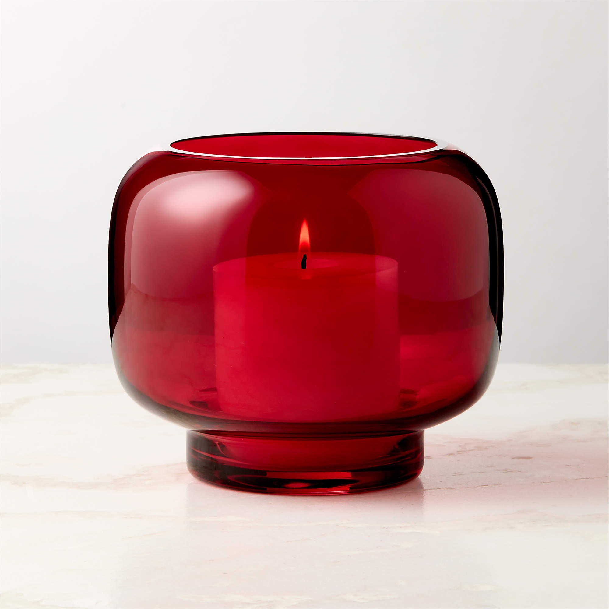 Coco Red Glass Hurricane Candle Holder Small + Reviews | CB2 | CB2