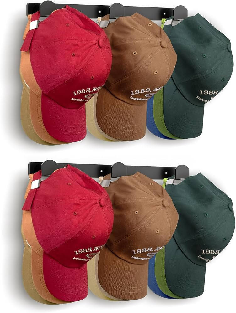 KIMBORA 2 Packs Hat Rack for Wall, Hat Organizer for Baseball Caps, 3 Mounting Options Hat Hook H... | Amazon (US)