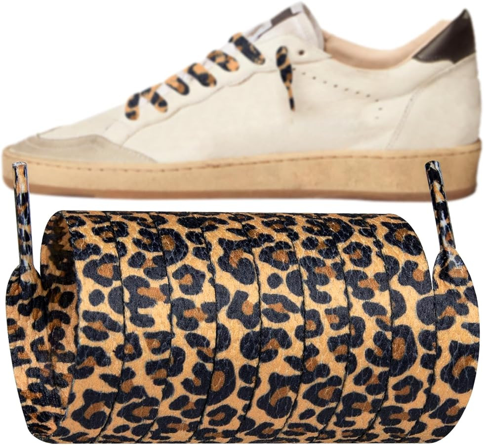 Endoto Leopard Print Shoelaces for Golden Goose Sneakers, 8MM Flat Cheetah Shoe Laces Replacement... | Amazon (US)