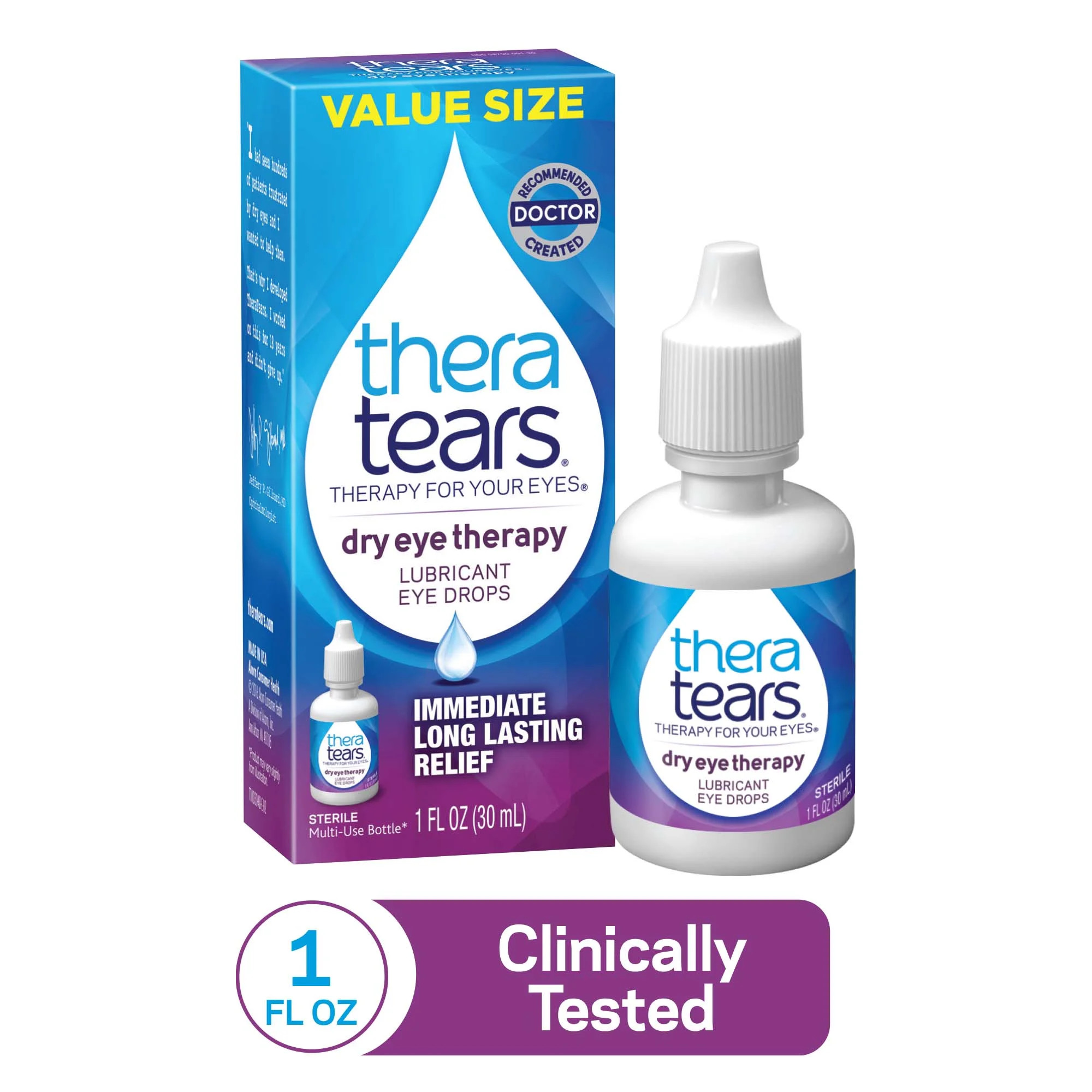 TheraTears Dry Eye Therapy Lubricating Eye Drops for Dry Eyes, 1 fl oz bottle | Walmart (US)