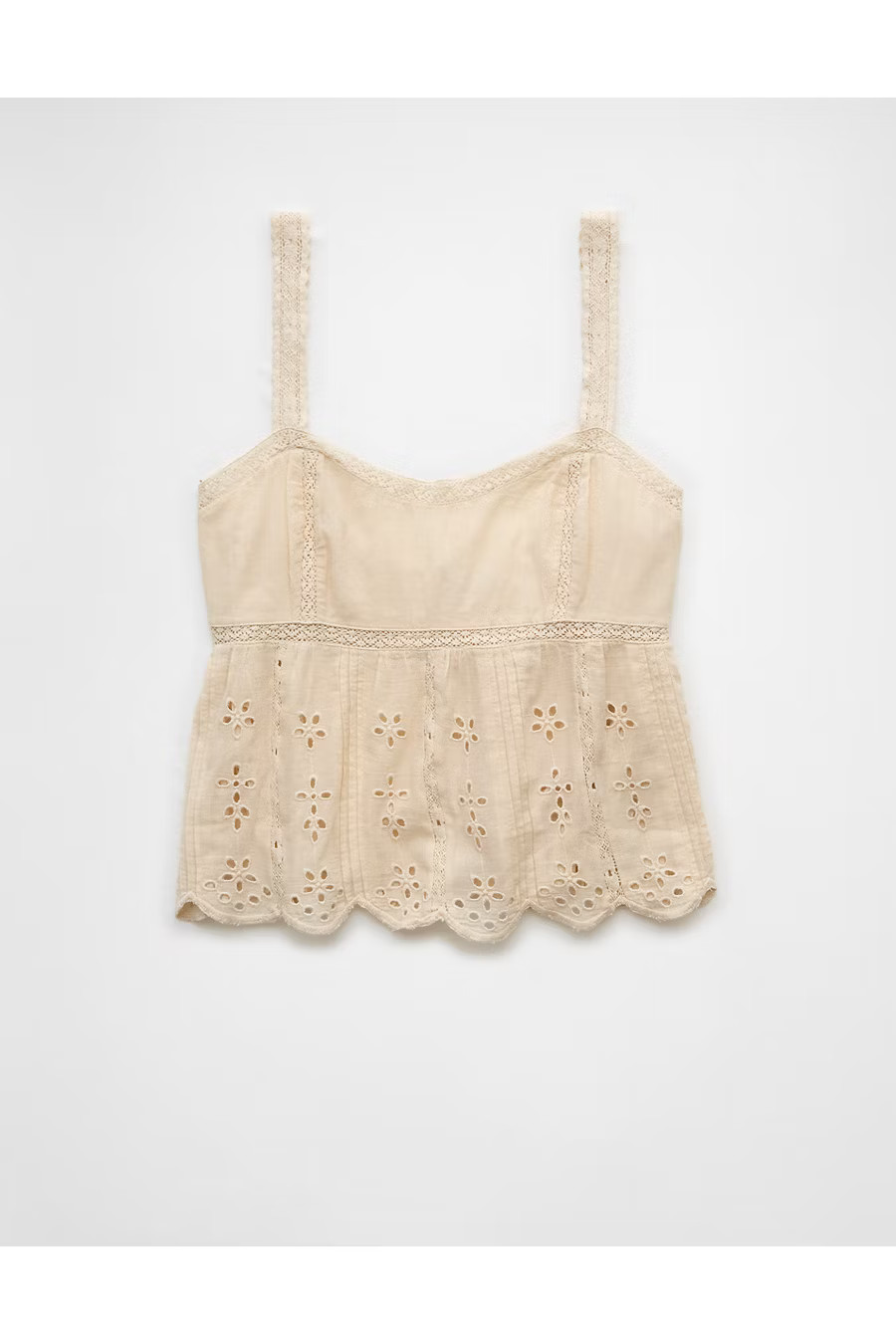 AE Eyelet Cami Women's Cream XXS | American Eagle Outfitters (US & CA)