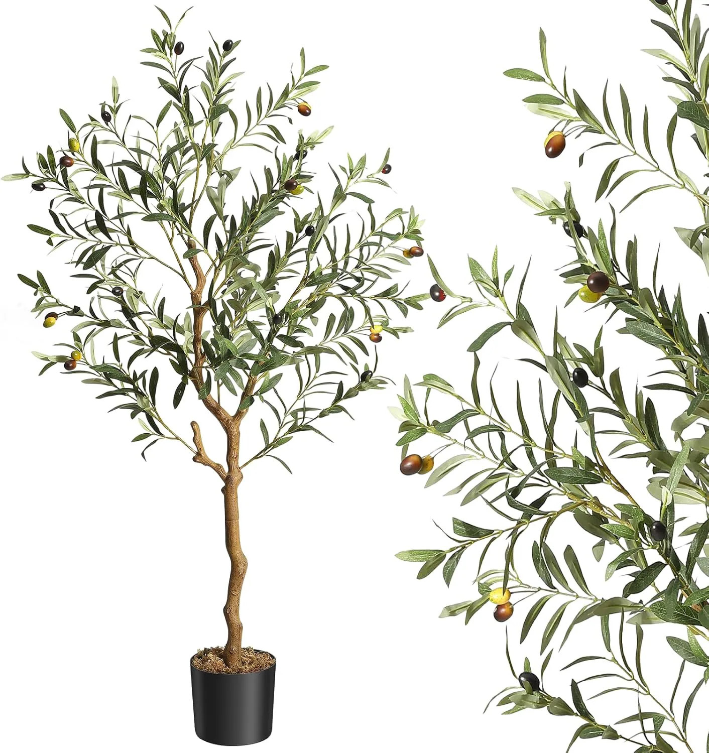IdealHouse Faux Olive Tree 4.25Feet 51in Tall Faux Silk Olive Trees ideal for Home Office Living Room Decoration Indoor Fake Potted Tree and Natural | Lowe's