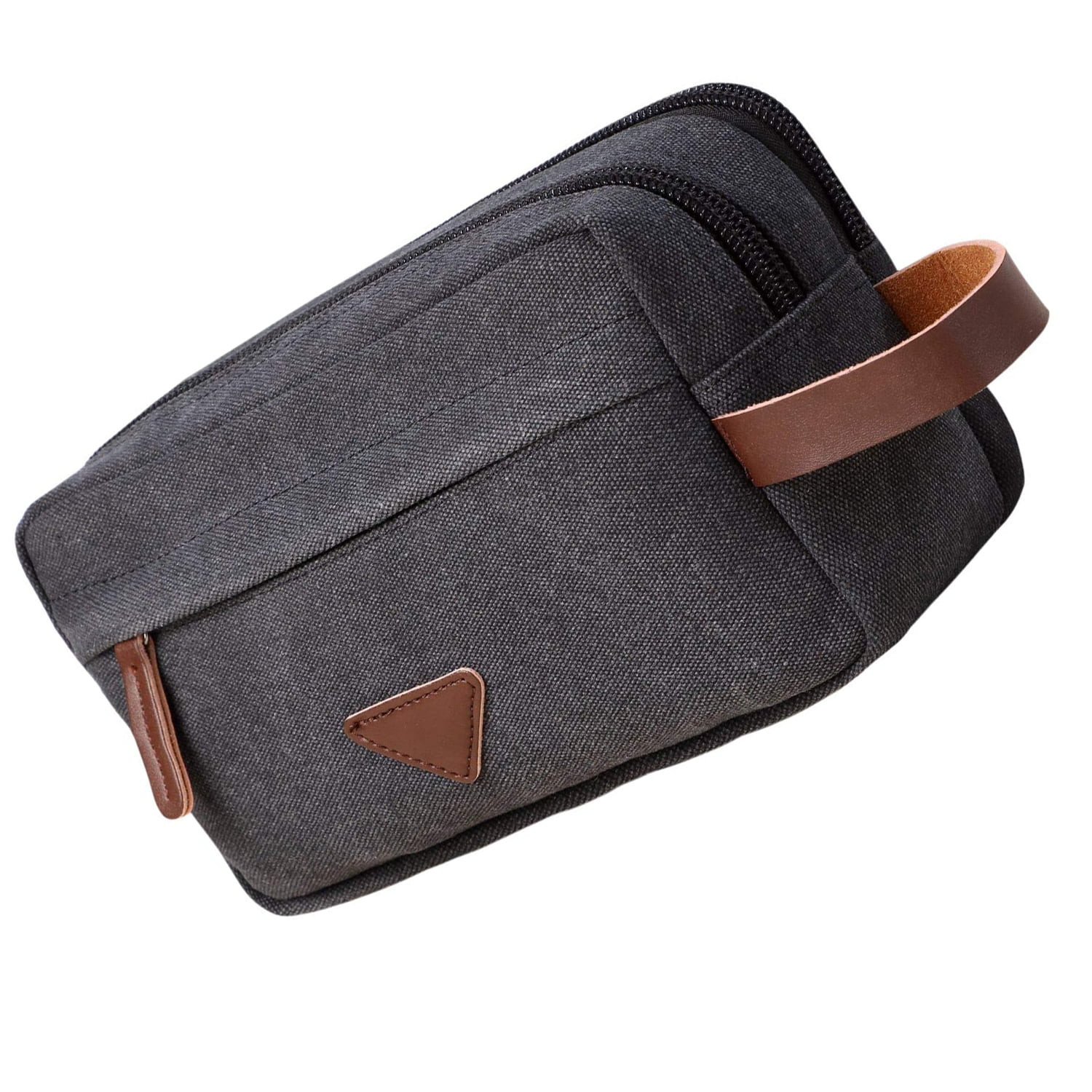 FeelGlad Mens Travel Toiletry Bag Canvas Leather Cosmetic Makeup Organizer Shaving Kits, Double C... | Walmart (US)