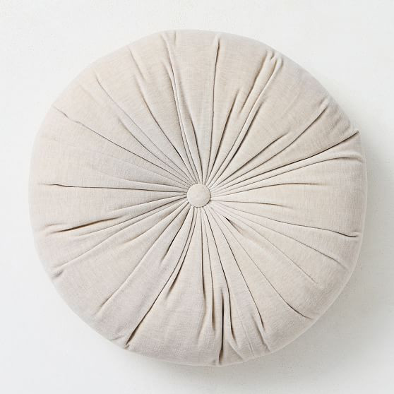 Classic Velvet Tufted Round Pillow, Sand, 18"" Round | West Elm (US)