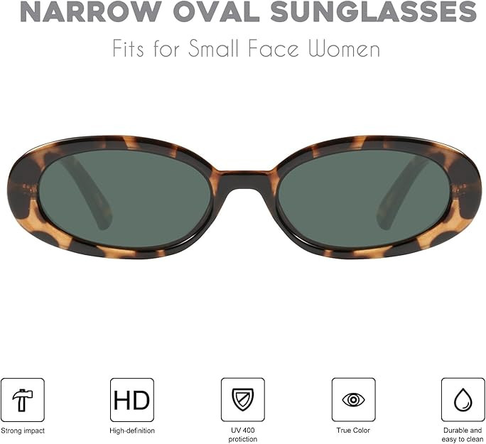 mosanana Retro Tiny Oval Sunglasses for Women with Small Face Narrow Style MS52360 | Amazon (US)