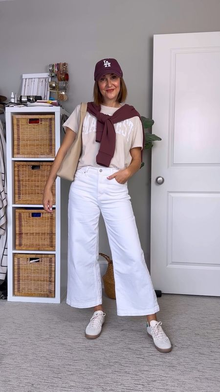 Wide leg jeans outfit! These jeans are perfect for spring and look so cute with sneakers, flats or heels! On sale in 🇺🇸 use code TREAT in 🇨🇦 for 10% off! I have washed and worn them and I think I could have gone down one size, the did stretch out a bit. But did not shrink in the length. (I’m 5’ 7 wearing my usual size 27) I’m wearing my usual size S in the 1/2 zip pullover, it’s so soft and comes in tons of colors (my shade sold out) - use code CBSTYLEDXSPANX for 10% off. I sized up to M in the graphic tee for a roomier fit. My sneakers are Adidas Gazelles, I always go down 1/2 size in these, 1 1/2 for men’s sizes. (I’m size 7.5, these are men’s 6). My bag and cap are from Amazon 🇨🇦 which I can’t link but I found the exact same cap and several similar bags (one is the exact same style but different colors)


#LTKstyletip #LTKVideo #LTKshoecrush