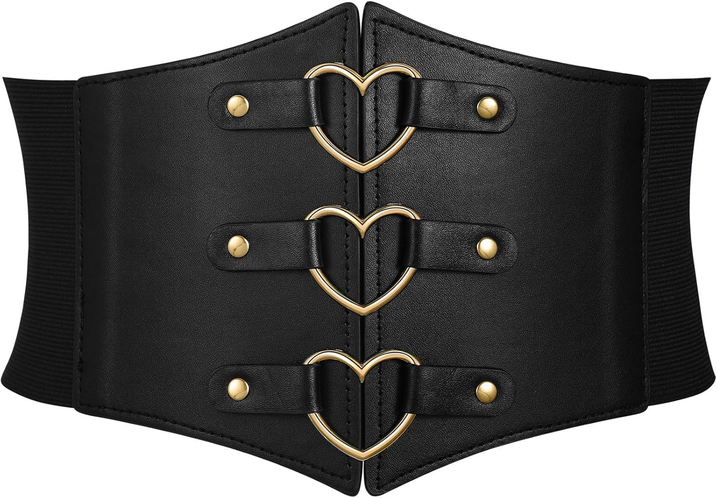 Women Corset Belt Metal O-Ring Heart-Ring Wide Elastic Waspie Waist Belt for Daily Cosplay Hallow... | Amazon (US)