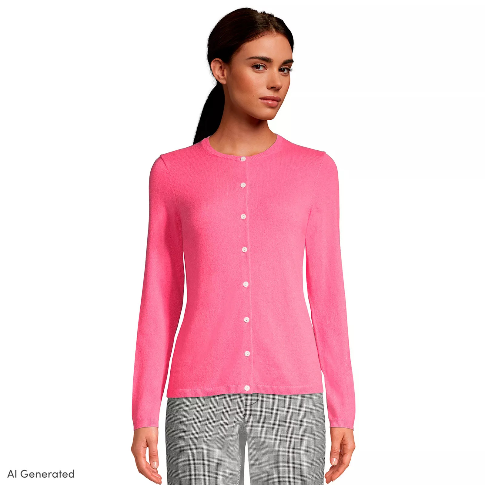 Women's Lands' End Classic Cashmere Cardigan Sweater, Size: Medium, Pink | Kohl's