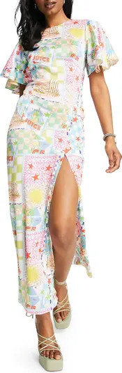 Bright Postcard Print Open Back Maxi Dress | Nordstrom