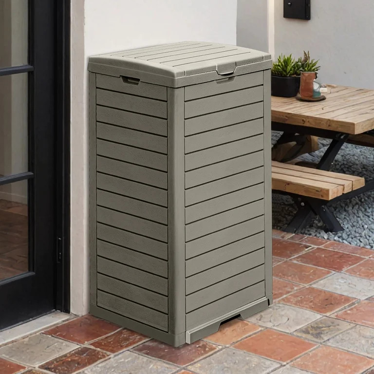 Uforic 31 Gallon Large Outdoor Trash Bin, Waterproof Resin Garbage Can with Lid & Drip Tray, Ligh... | Walmart (US)