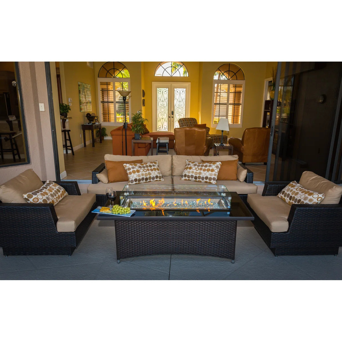 Montego 23.5" H x 59.25" W Outdoor Fire Pit Table with Lid | Wayfair North America