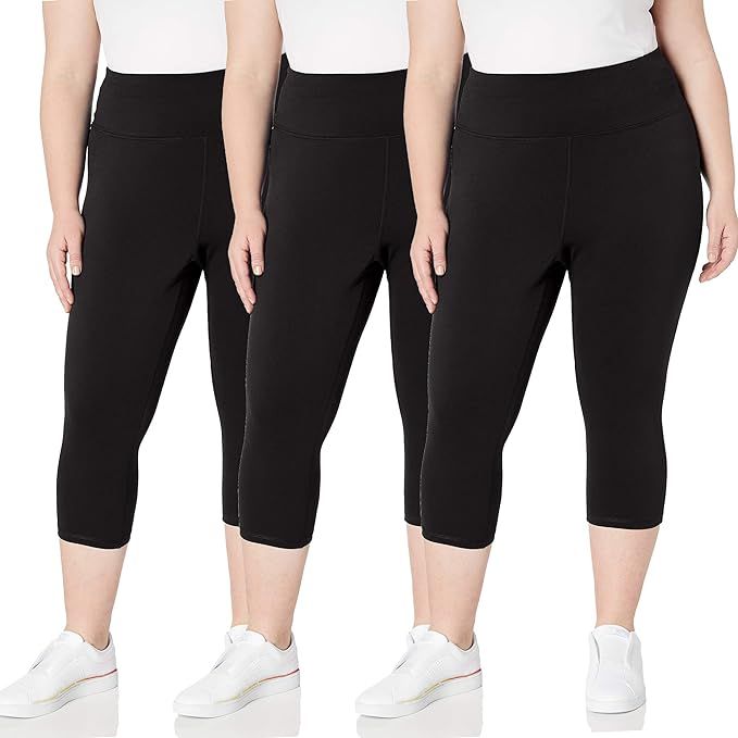 TNNZEET 3 Pack Plus Size Capri Leggings for Women, High Waisted Black Workout Yoga Leggings 2X 3X... | Amazon (US)