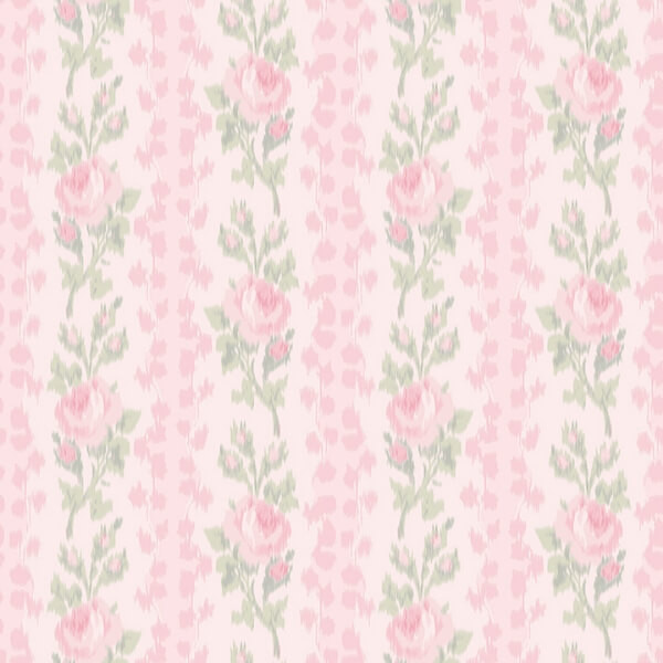 Blooming Heirloom Strawberry Macaron Rose Stripe Peel and Stick Wallpaper | WallPops