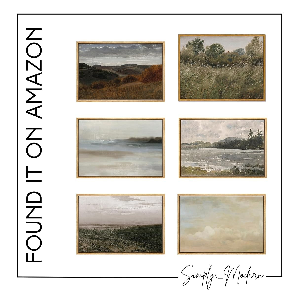 MUDECOR Framed Canvas Print Wall Art Brown & White Cloud Sky at Dusk Nature Wilderness Illustrati... | Amazon (US)