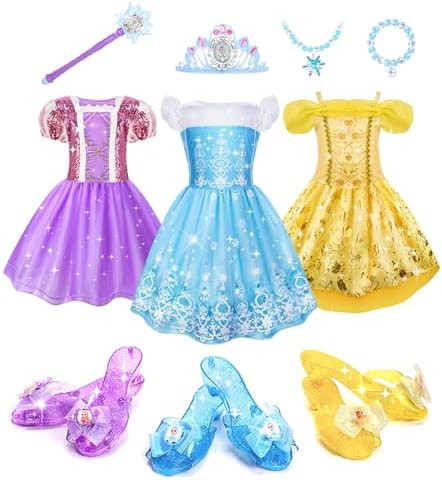 Meland Princess Dress Up for Girls 3-6, Dress Up Clothes with Princess Shoes Toy, Christmas Birth... | Amazon (US)