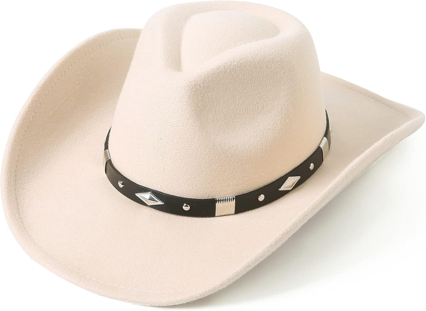 Lanzom Women Men Classic Felt Wide Brim Western Cowboy Cowgirl Hat with Belt Buckle Fit Size 6 8/... | Amazon (US)