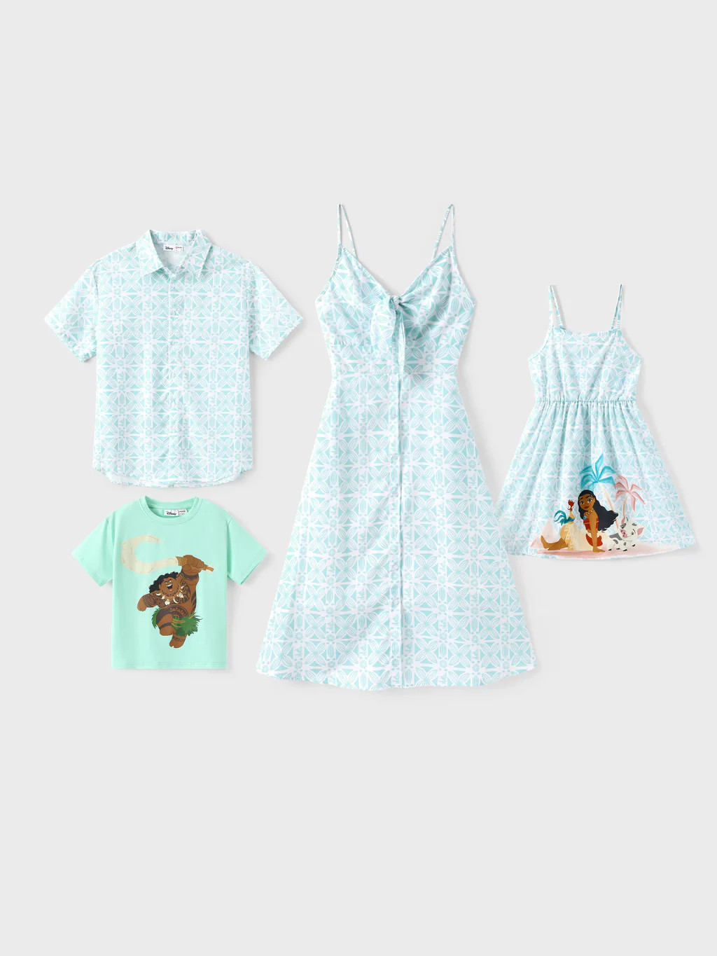 Disney Princess Matching Family Moana Dress/Shirt Green | PatPat
