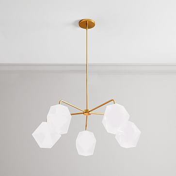 Sculptural Glass Faceted Chandelier - Milk | West Elm (US)