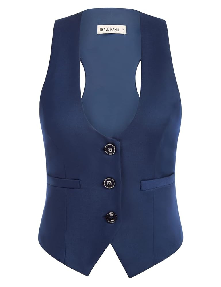 GRACE KARIN Womens Vest Top 2025 Trendy Academia Steampunk Waistcoat Racerback Vest Blazer（Runs... | Amazon (US)