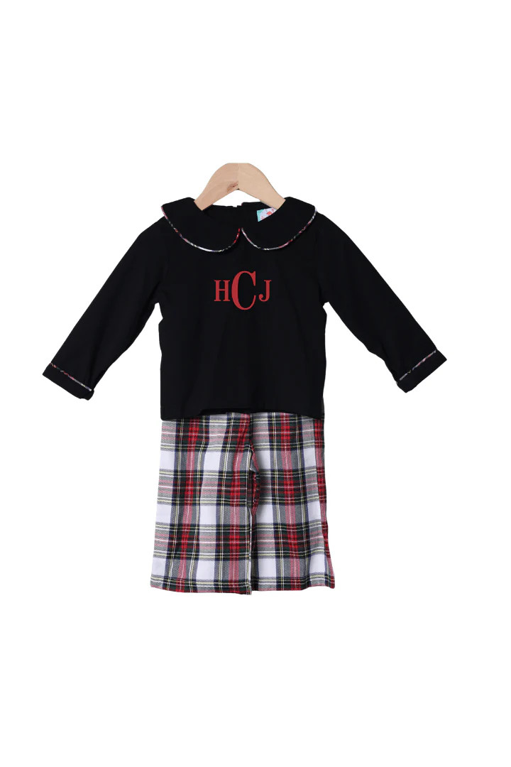 Black and Red Tartan Plaid Pant Set | The Smocked Flamingo