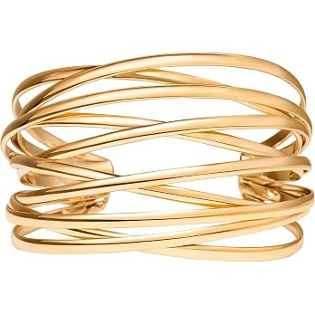 Twisted Cuff Bangle Bracelet for Women Trendy Multi-layer Wire Warp Bangle Bracelet Wide Open Chu... | Amazon (US)