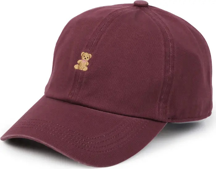 David & Young Embroidered Bear Cotton Adjustable Baseball Cap | Nordstromrack | Nordstrom Rack