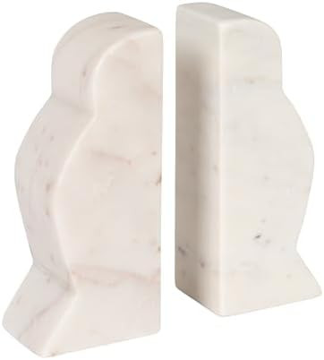 Creative Co-Op Decorative Marble Wave Bookends, Mottled White | Amazon (US)