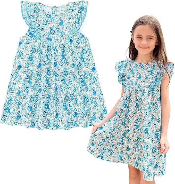 Simplee kids Baby Girls Casual Dress Toddler Smocking Dress Floral Print Sundress for Spring Summ... | Amazon (US)
