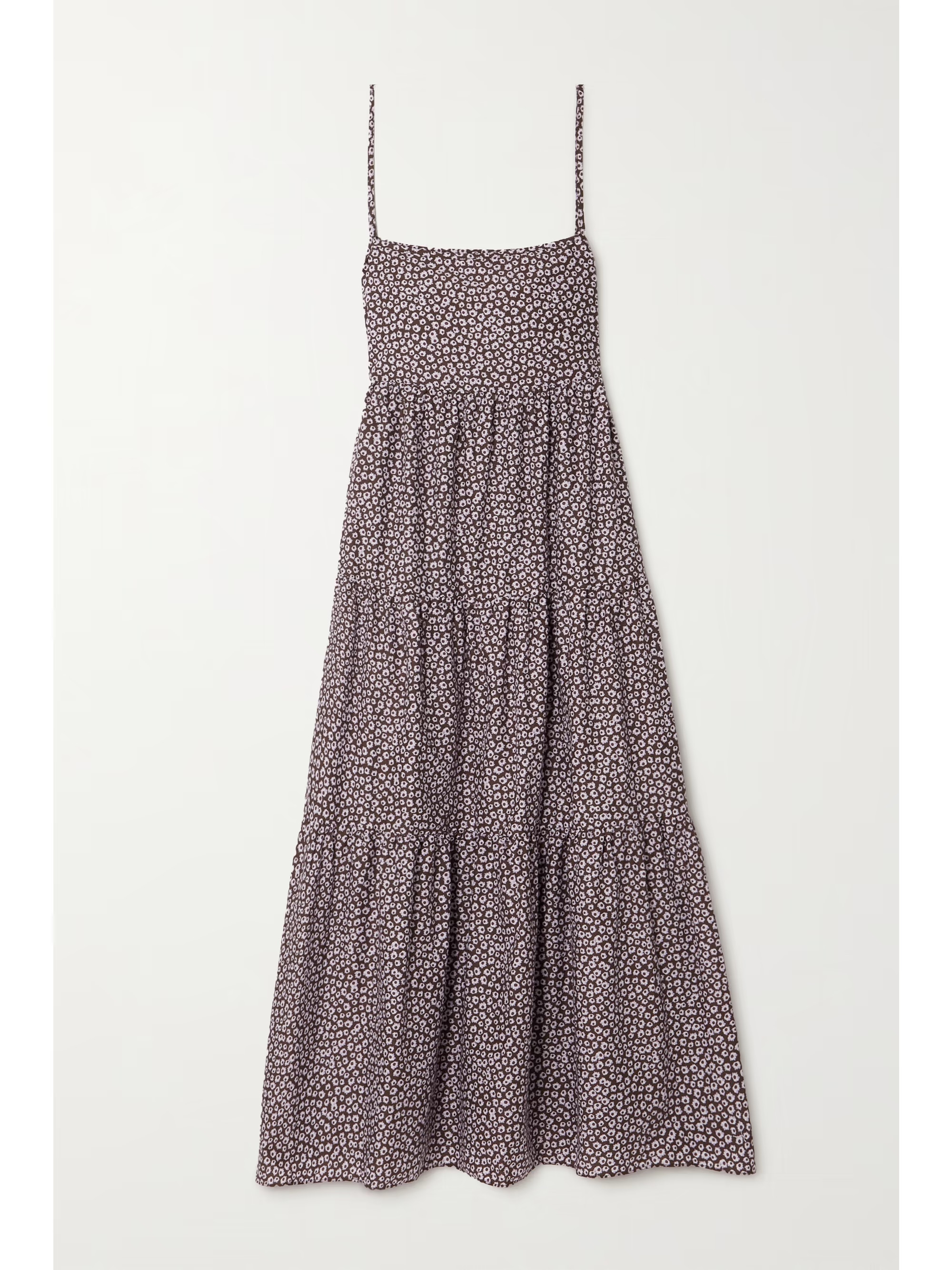 Purple + NET SUSTAIN tiered floral-print organic cotton-poplin maxi dress | MATTEAU | NET-A-PORTE... | NET-A-PORTER (UK & EU)