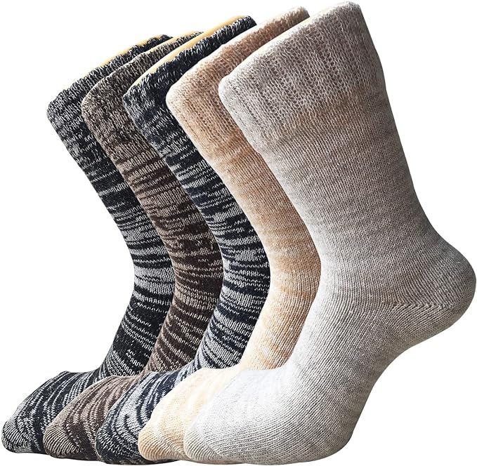 5 Pack Womens Wool Socks Winter Warm Socks Thick Knit Cabin Cozy Crew Soft Socks Gifts for Women | Amazon (US)