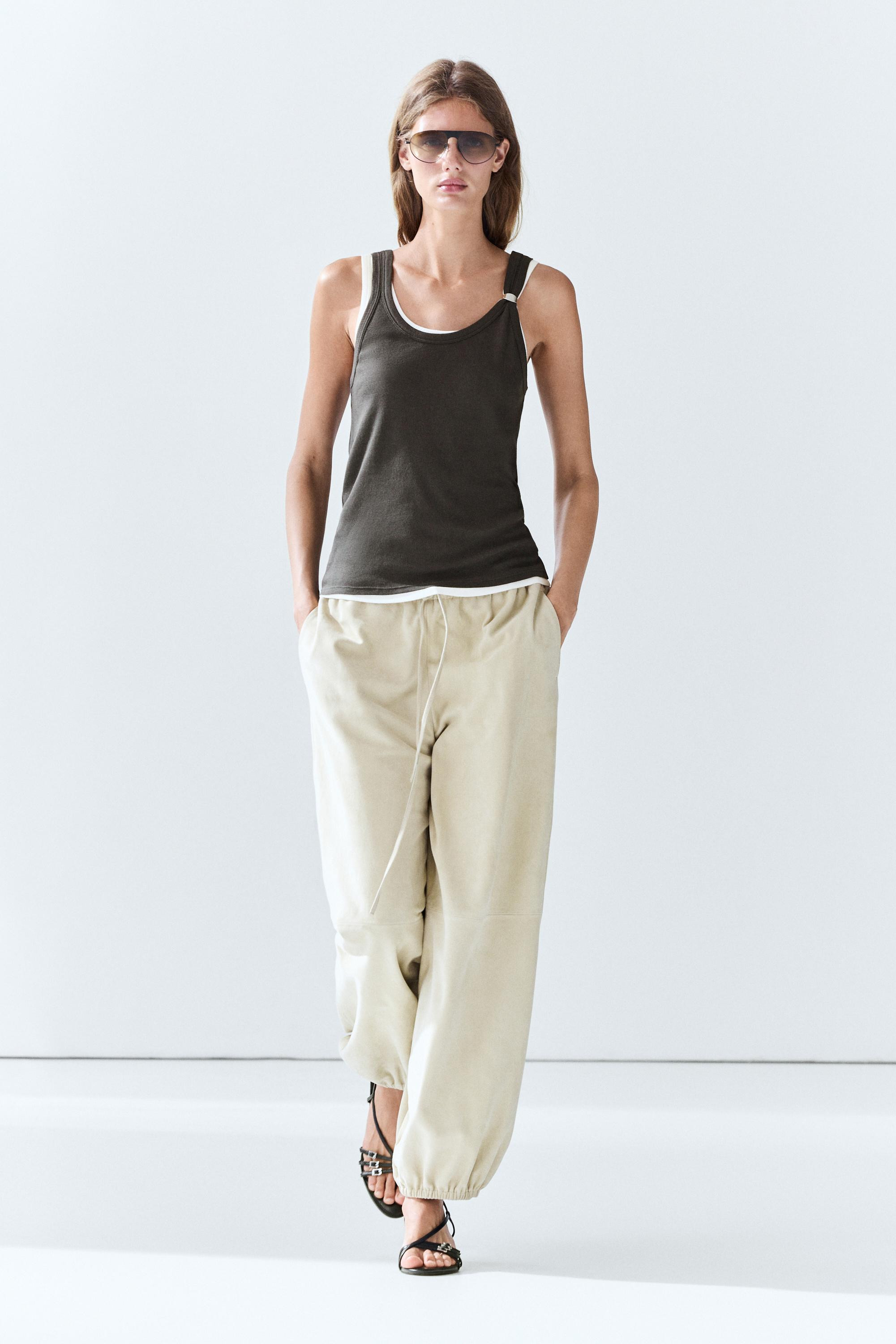 Double-layer strappy top with jewel detail | Massimo Dutti US