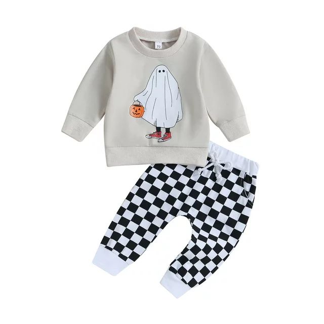 Toddler Baby Boys Girls Halloween Outfits Long Sleeve Ghost Print Sweatshirt + Pants Set Infant F... | Walmart (US)