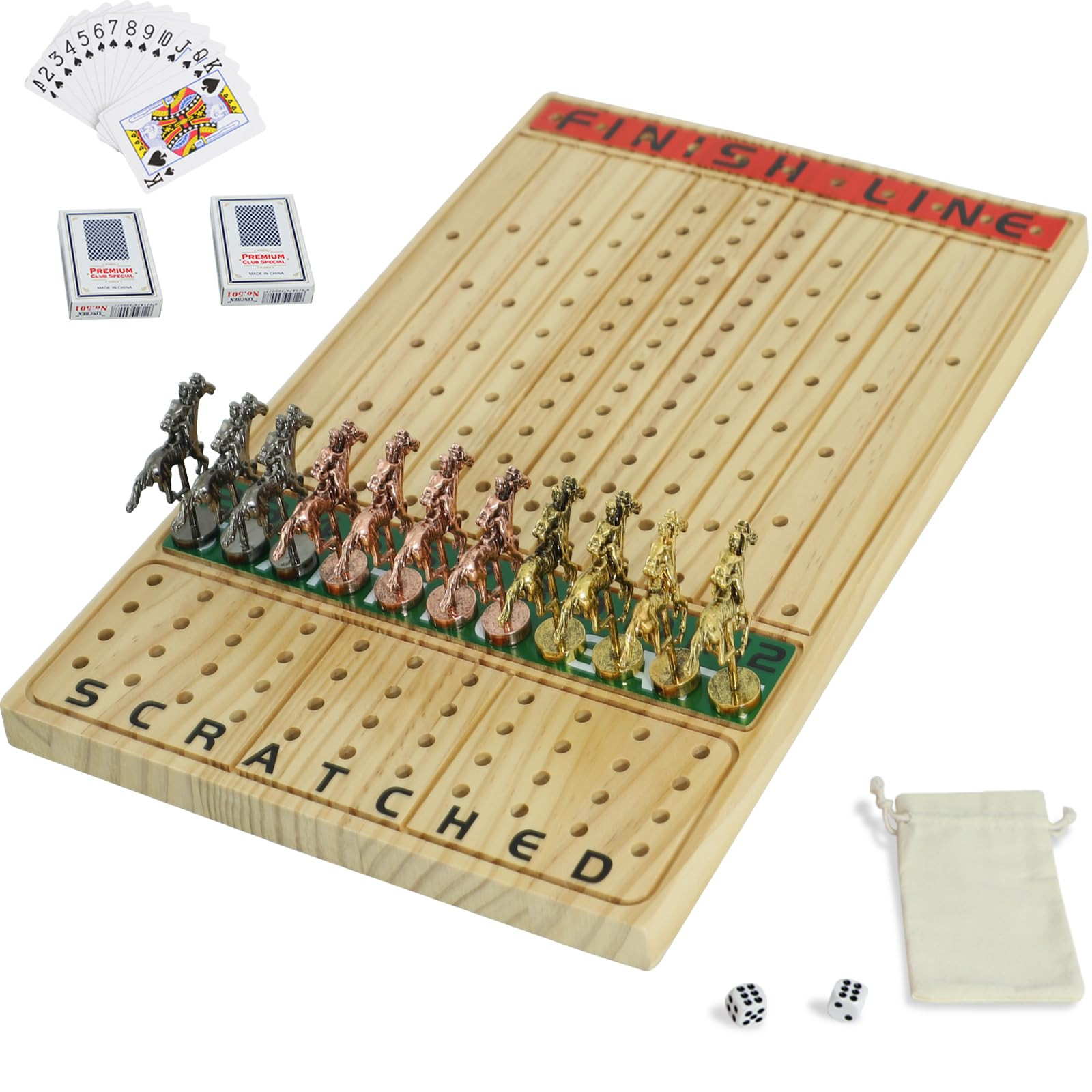 Horse Race Board Game Racing Game Thickened Solid Wood with 11 Luxurious Durable Classic Metal Ho... | Amazon (US)